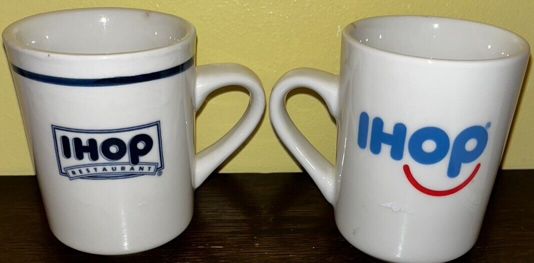 Vintage IHOP Logo Oneida Restaurant Ware Coffee Cup & Tuxtin Smile Mug - EUC