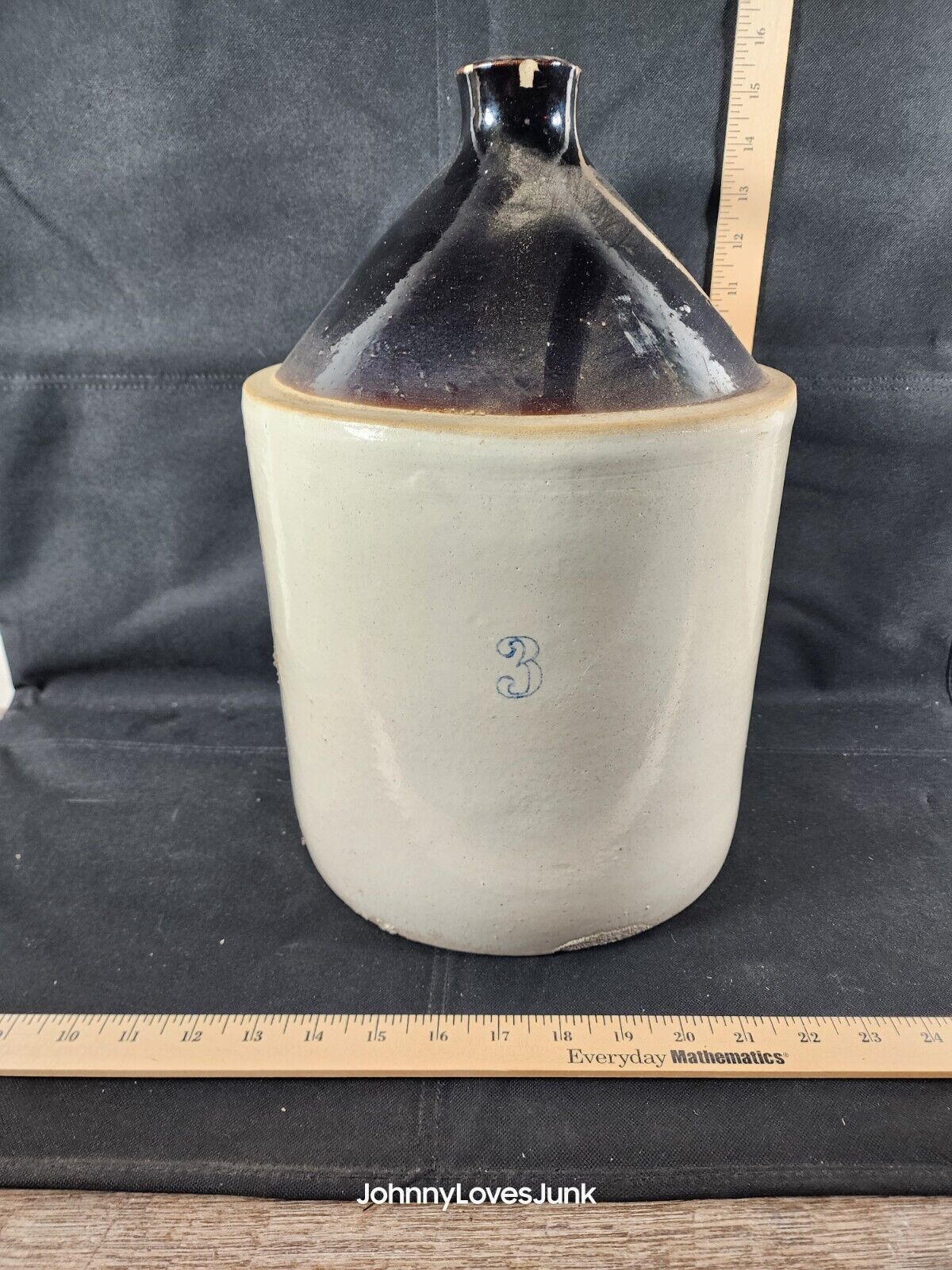 Vintage 3 Gallon 2 Tone Color Stoneware Liquor Moonshine Crock Jug