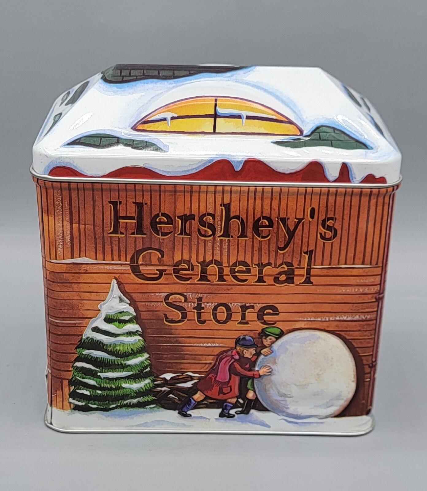 Vintage 2002  Hershey's General Store Village Series Canister #3 Christmas Tin 