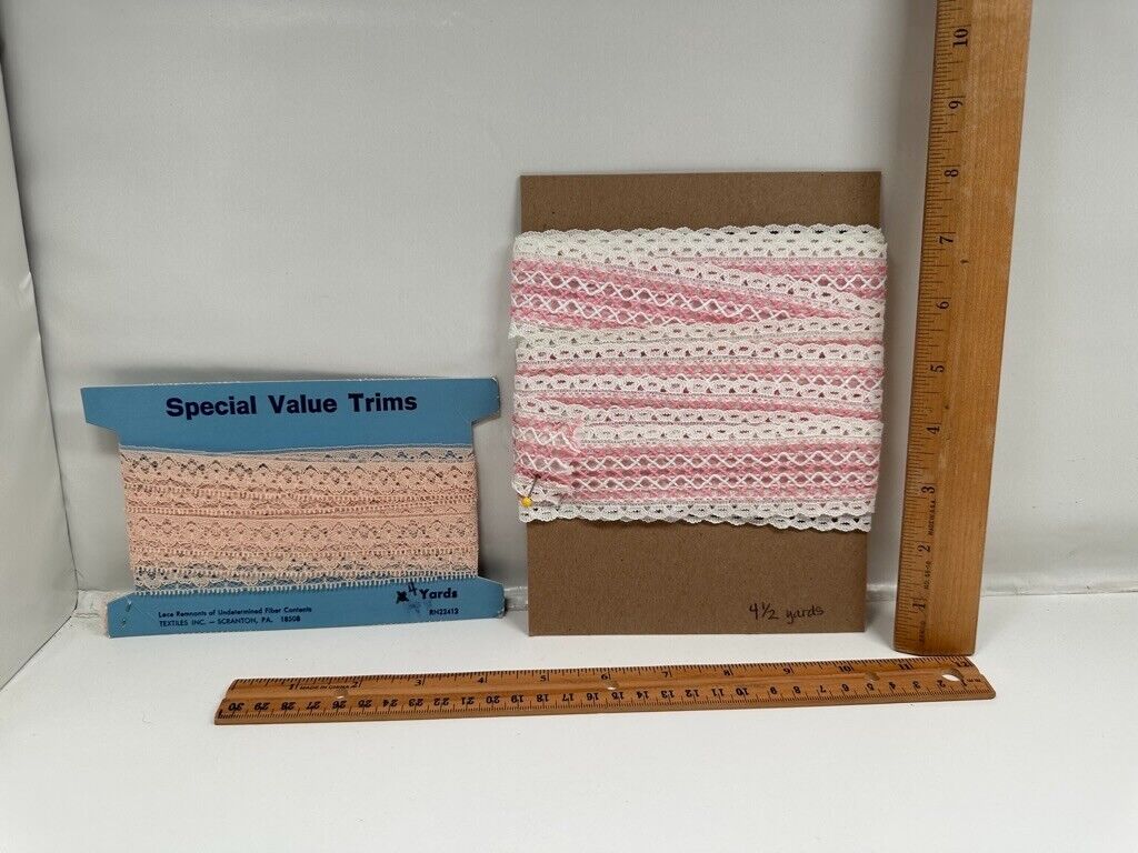 Vintage Pink Trim Lace Farm Fresh 8 yards sewing sew fabric