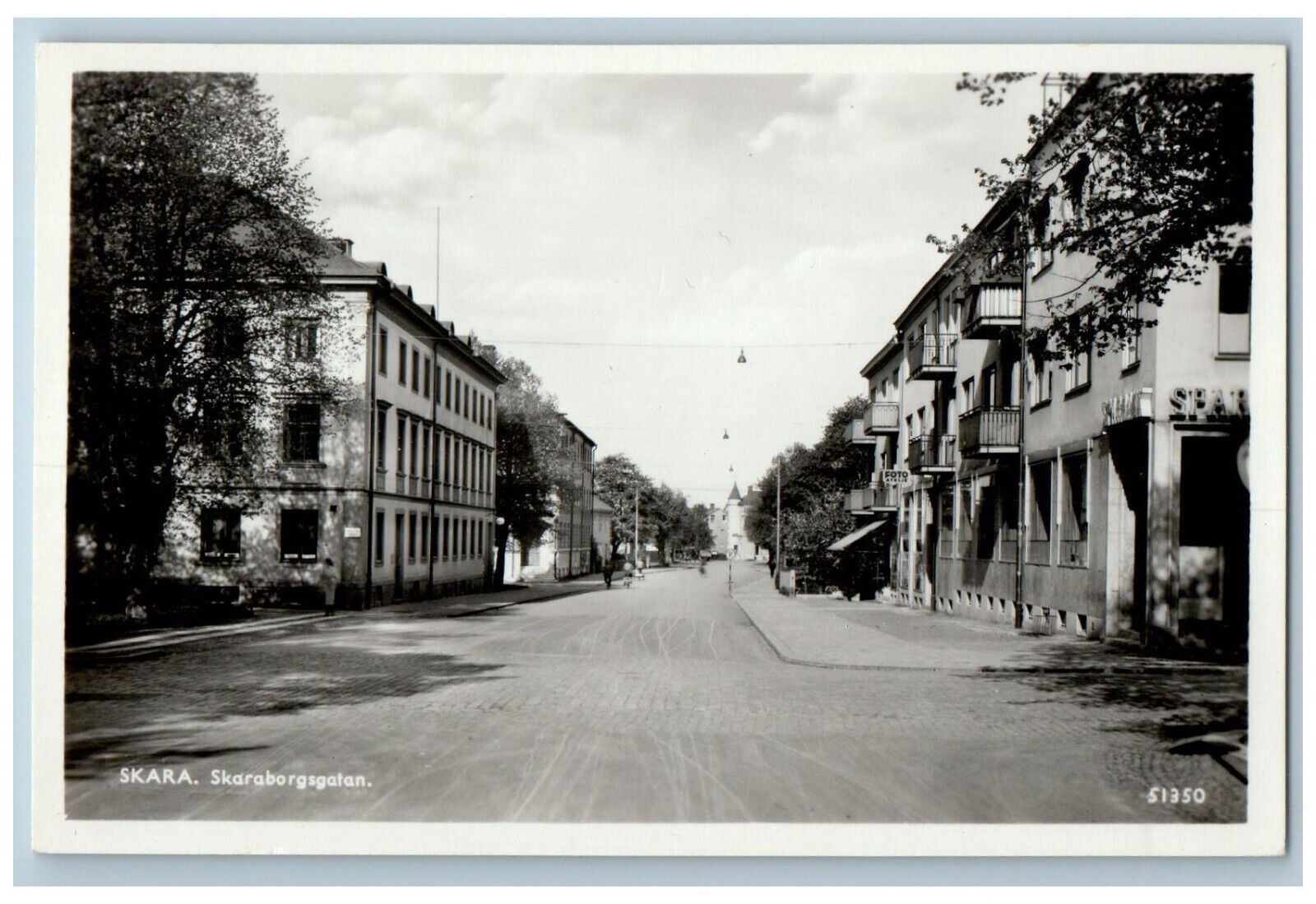 Skaraborgsgatan Skara Sweden RPPC Photo Postcard Street Photo Shop c1940\'s