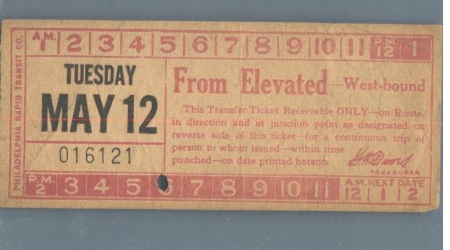 2 Circa 1911 Philadelphia Rapid Transit Subway Ticket Transfer Antique Vtg  PASS