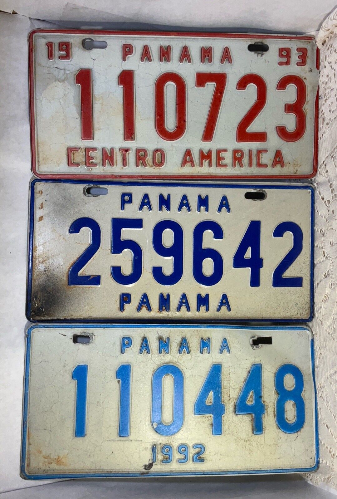 Lot Of 3 Vintage PANAMA License Plates