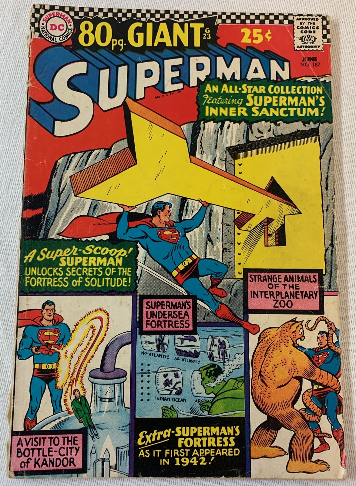 1966 DC Comics SUPERMAN #187 ~ low grade, covers splitting