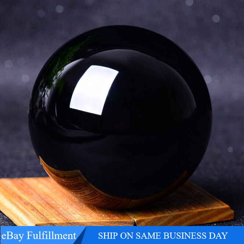 100mm Large Natural Black Obsidian Stone Ball Healing Quartz Crystal Sphere Gift