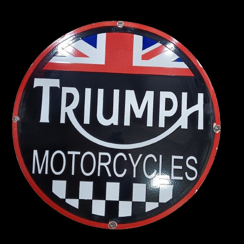 TRIUMPH PORCELAIN ENAMEL SIGN 30X30 INCHES DOUBLE SIDED