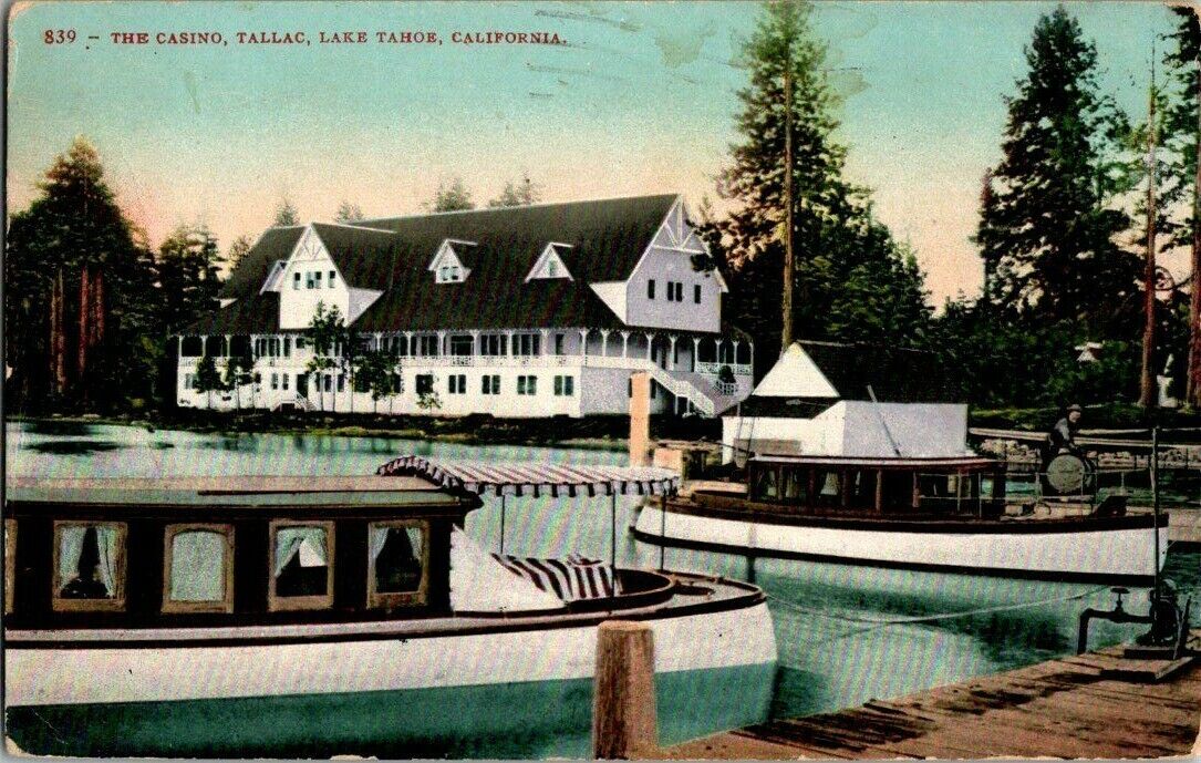 1913. LAKE TAHOE, CA. CASINO, TALLAC. POSTCARD T21