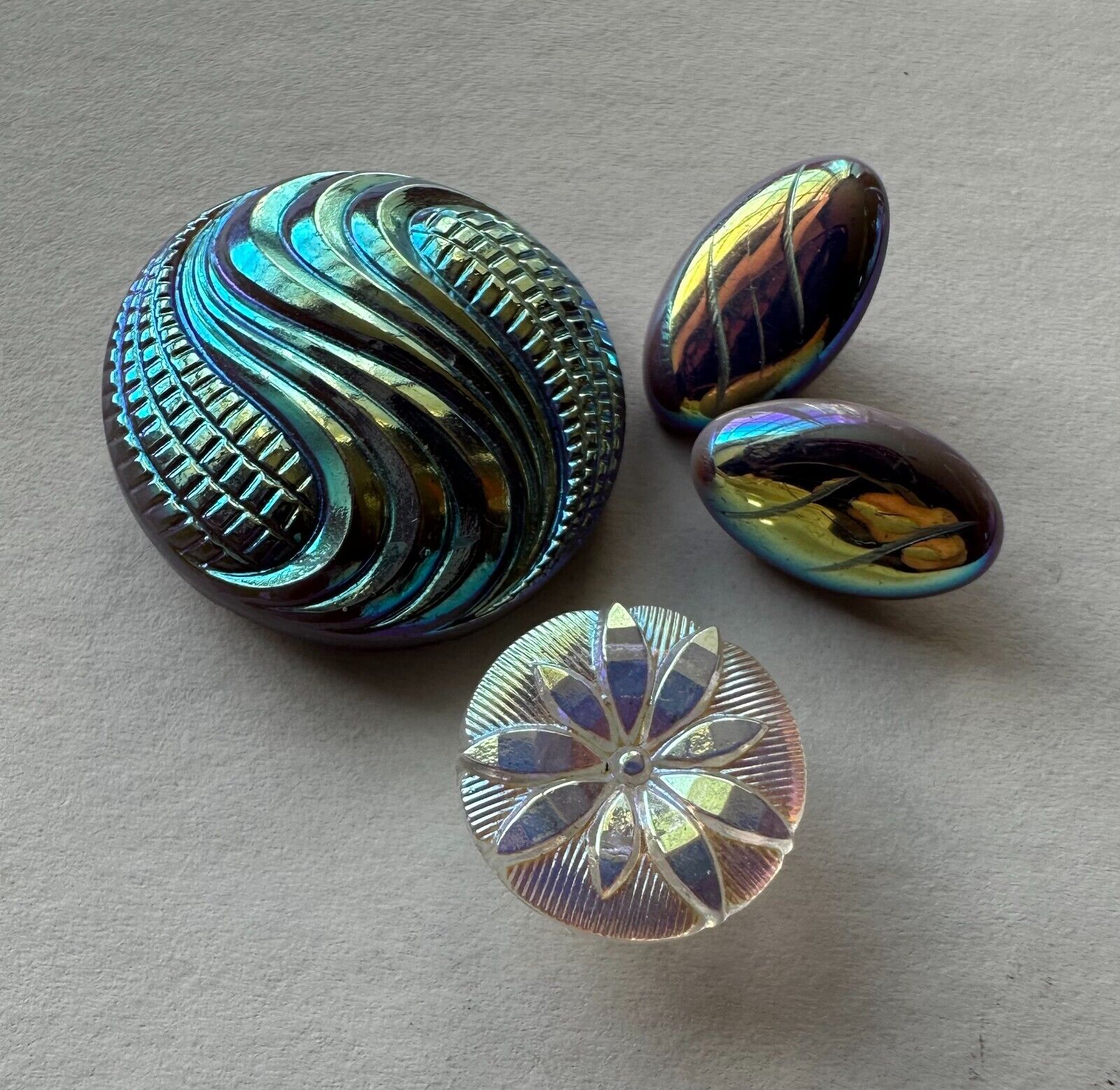 Vintage Lustrous Carnival Glass Buttons