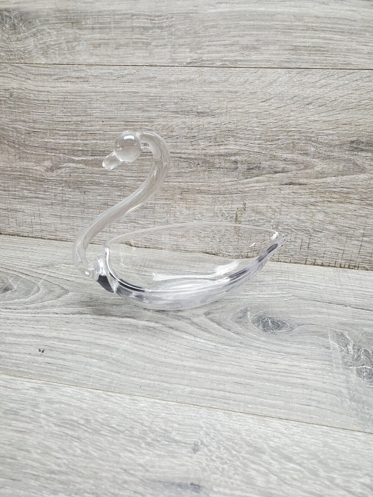 Vintage Clear Glass Swan Long Neck Candy Dish￼