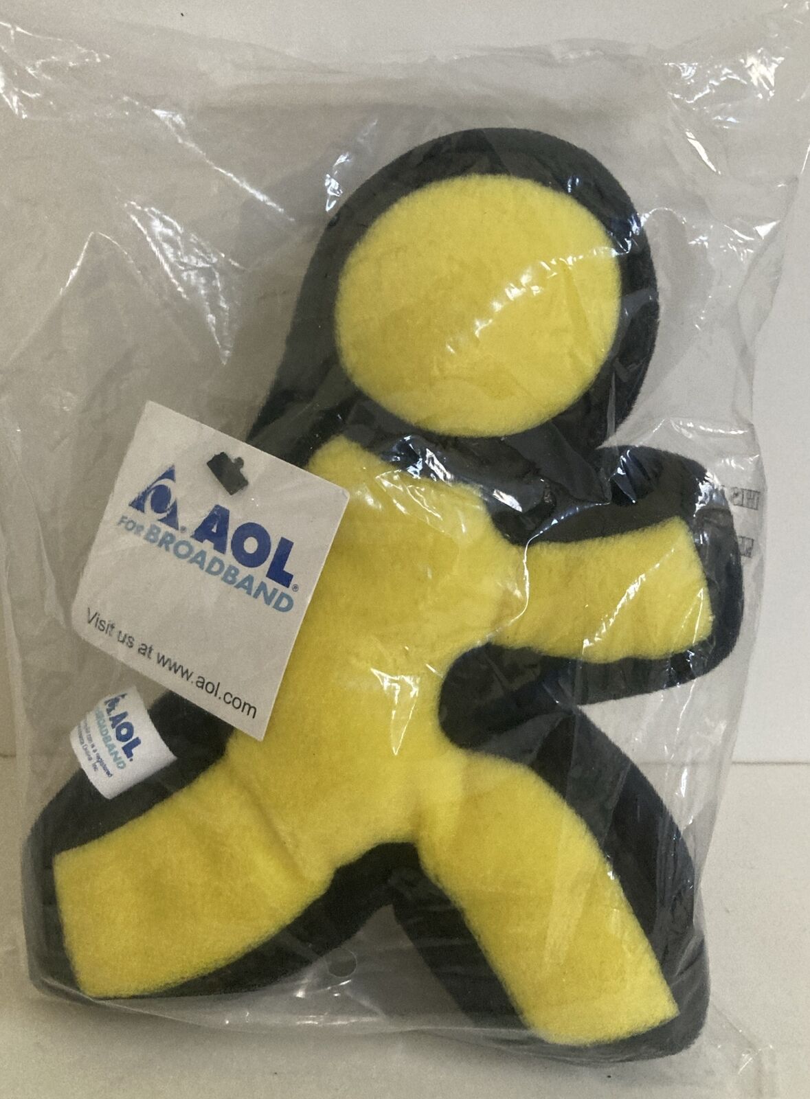 AOL Running Man Logo Plush Stuffed Yellow America Online Internet Vintage Beanie