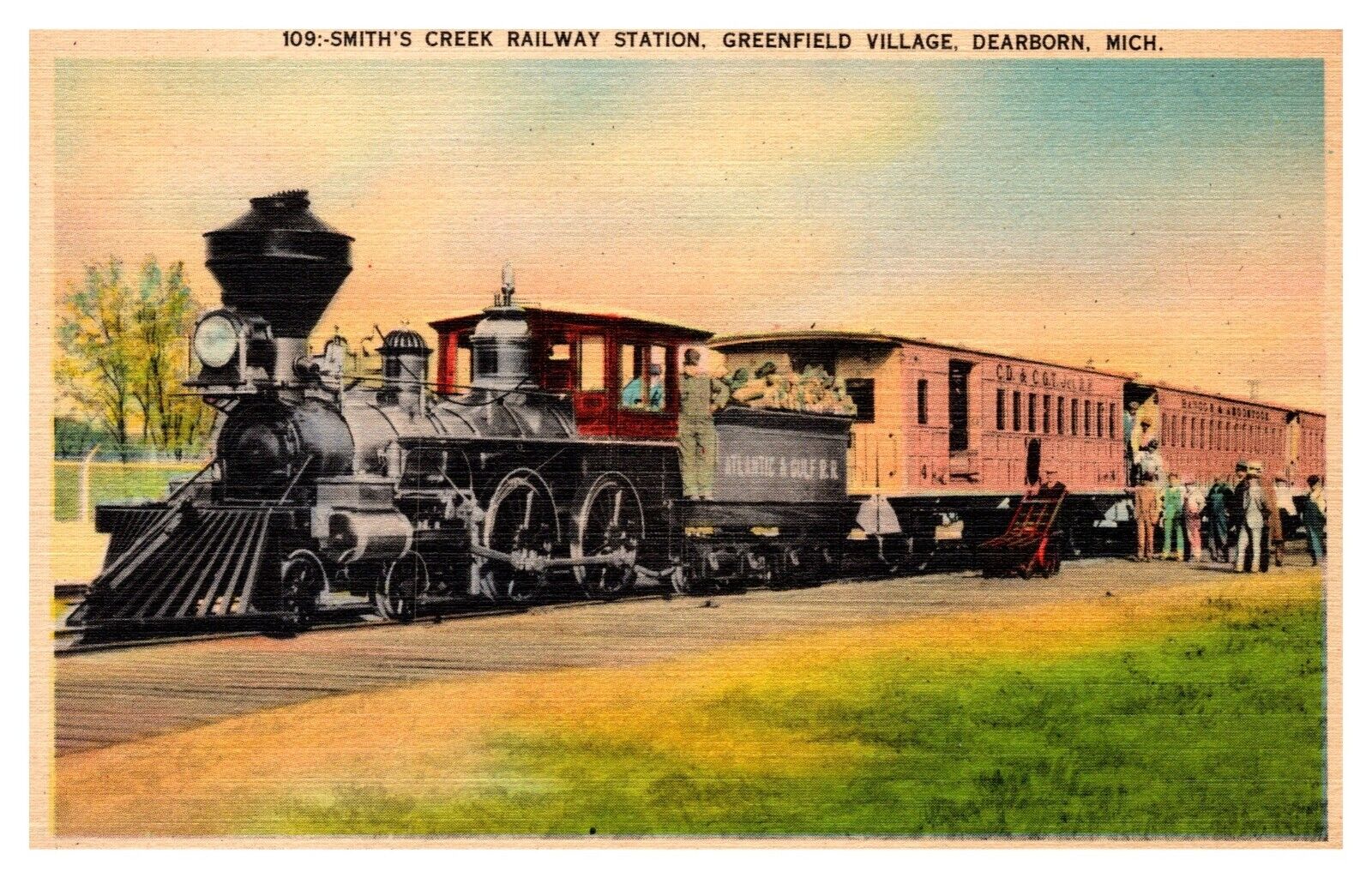 postcard Smith's Creek Railway Station Greenfield Village Dearborn Mich. A1218
