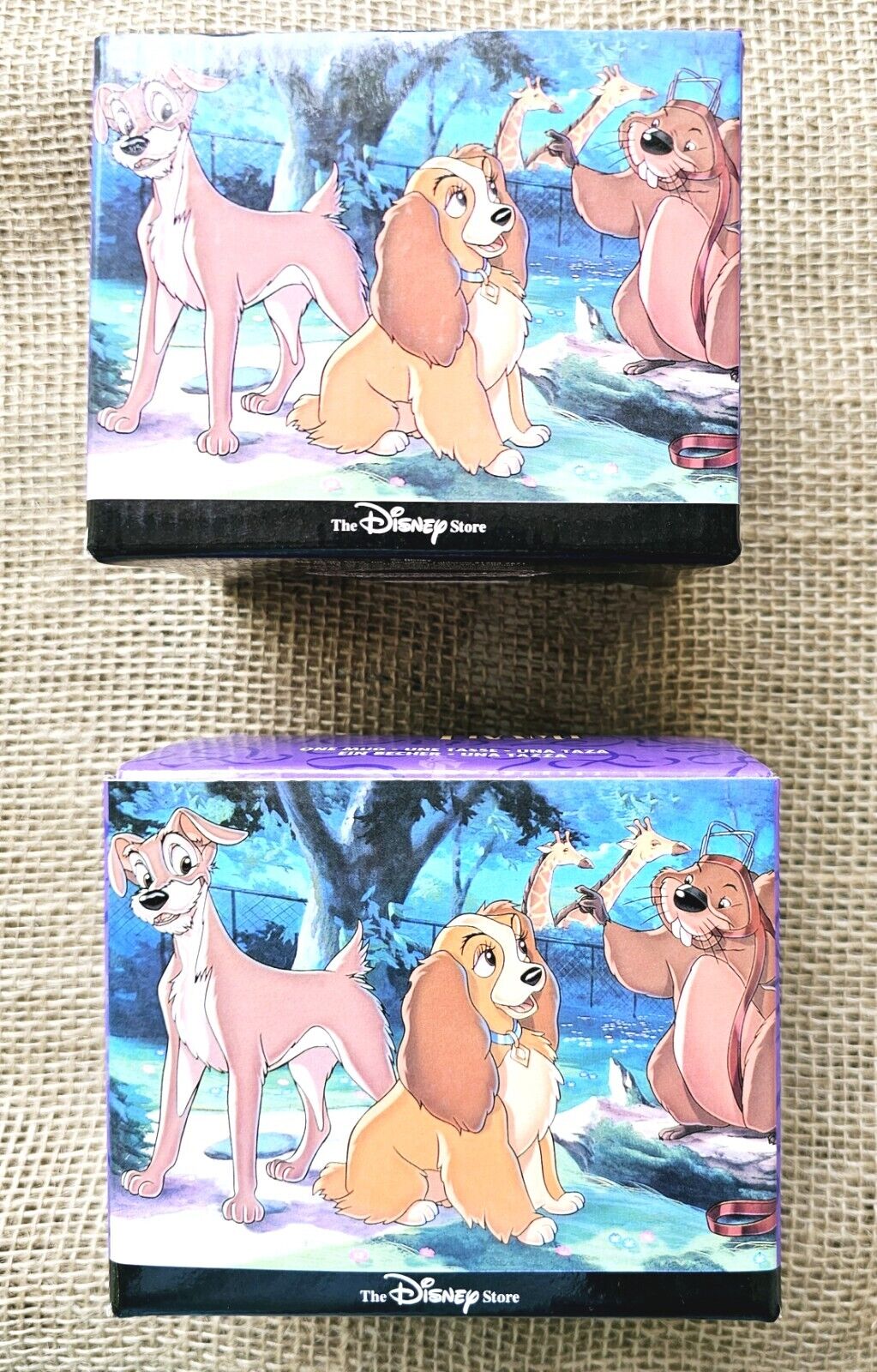 2 New Vintage 1990s Disney Store Lady And The Tramp Coffee Mugs In Boxes