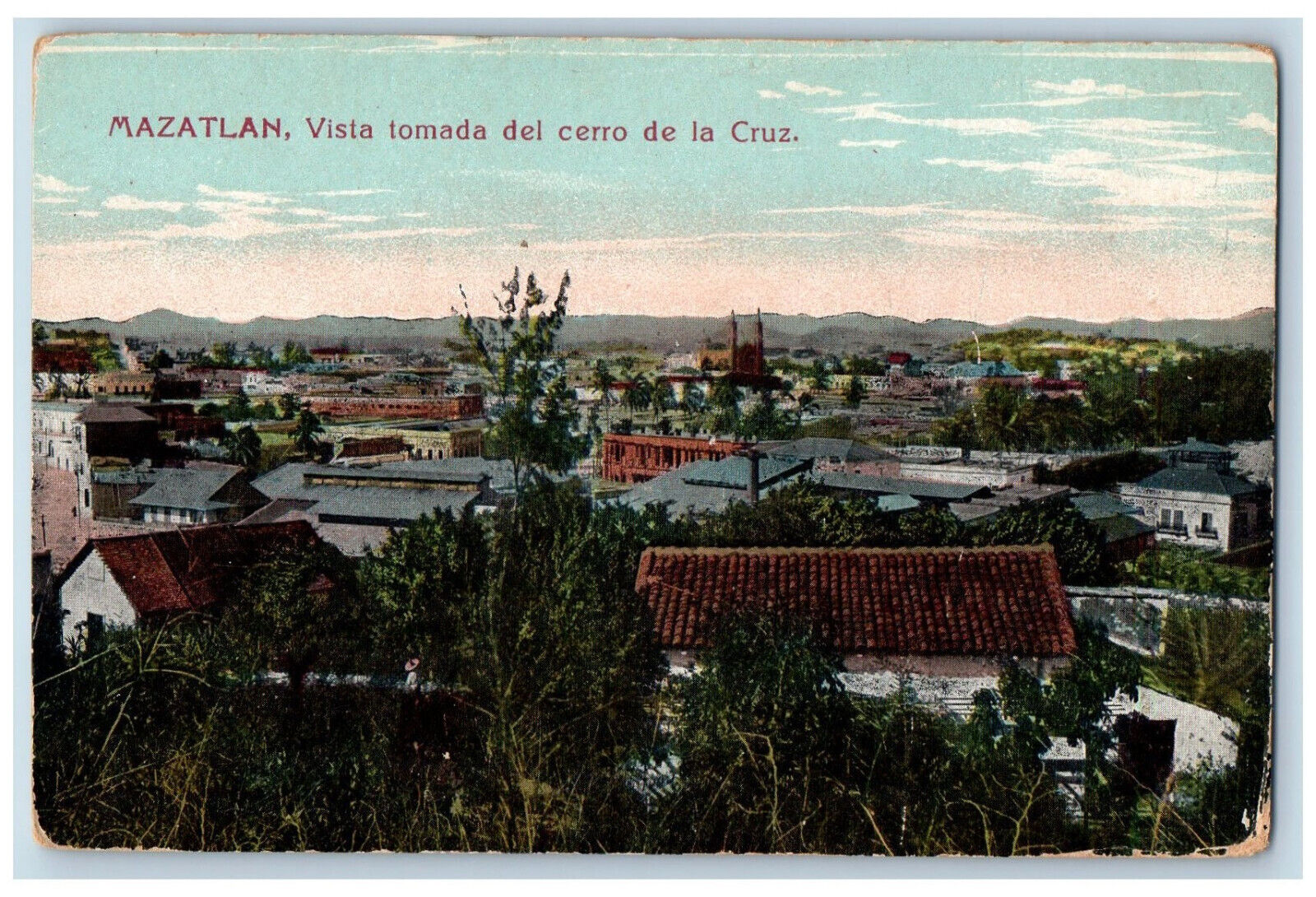 Mazatlan Sinaloa Mexico Postcard View Taken From Cerro De La Cruz c1910