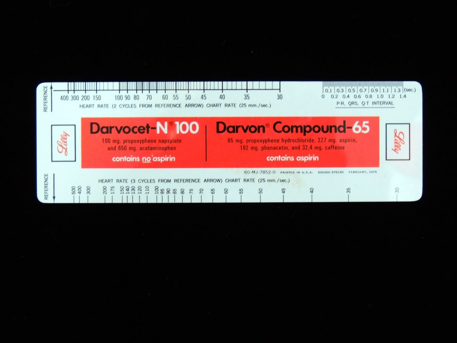 Eli Lilly Promotional Ruler Vintage Darvocet-N Darvon Compound 65 cir 70s