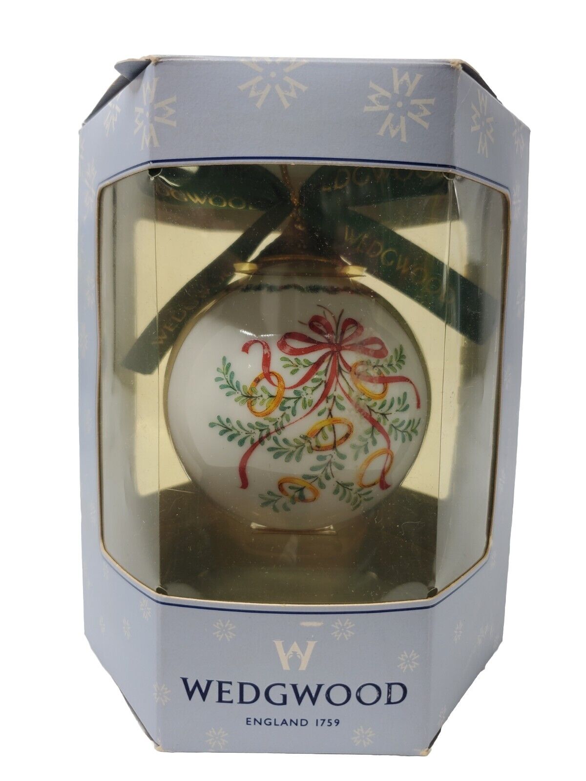 RARE Wedgwood 5th Day Of TWELVE DAYS OF CHRISTMAS BALL ORNAMENT FIVE GOLDEN RING