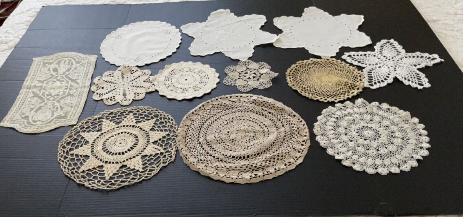 Vintage Lot of 12 Doilies * Various sizes * Shapes *Details *  Indeed amazing 