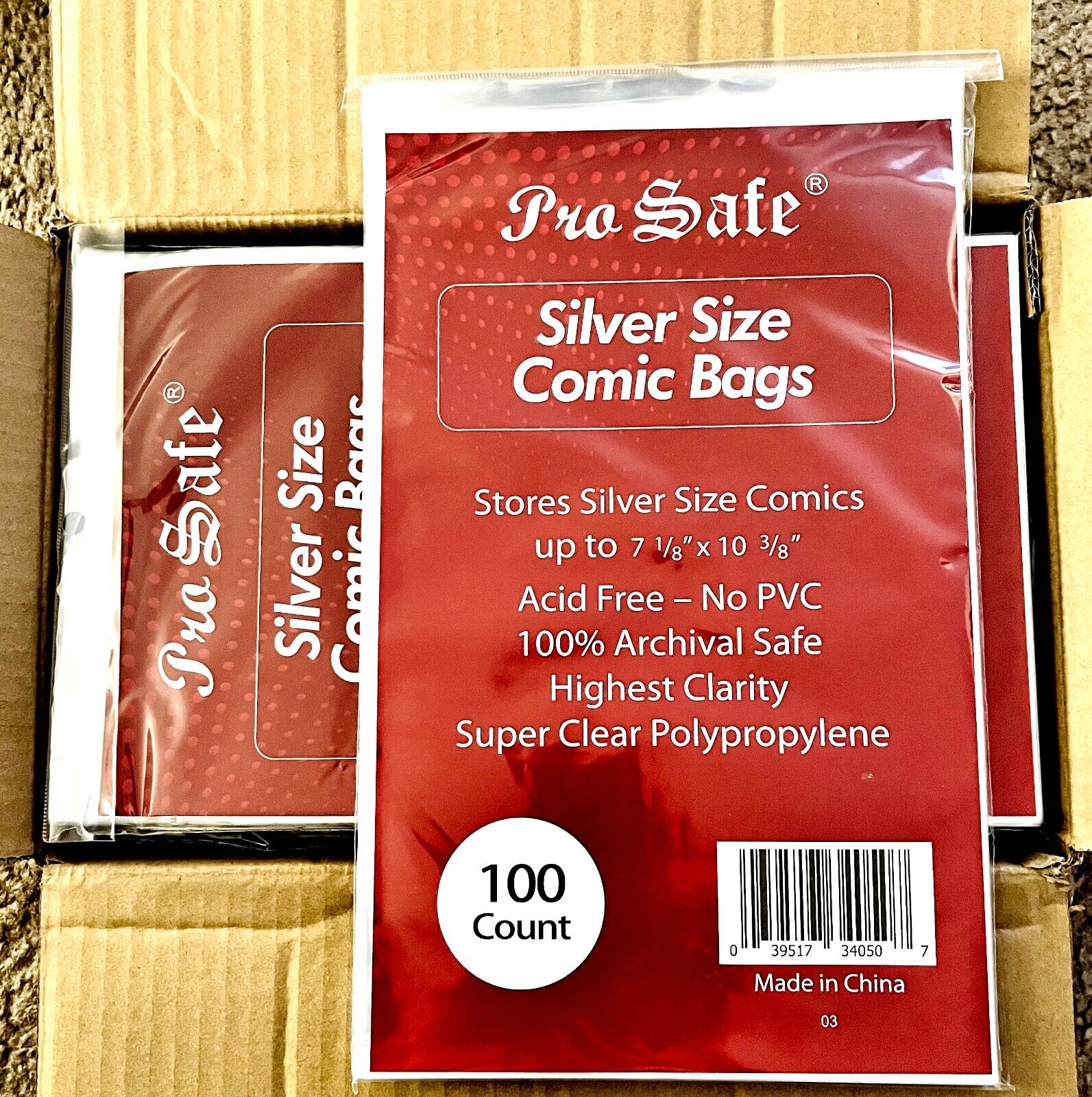 1000 SILVER Age Comic Bags Sleeves with Flap  - 10x100/pack Comic Book Bags