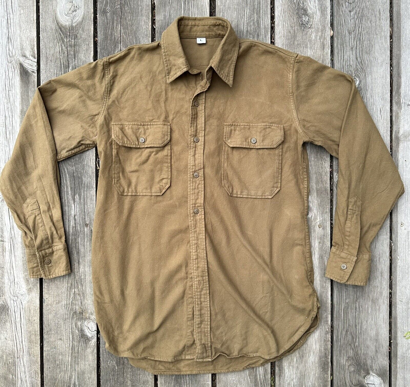 At The Front Made Made US Service Shirt/Marked Size Large/ Fits Like an XL