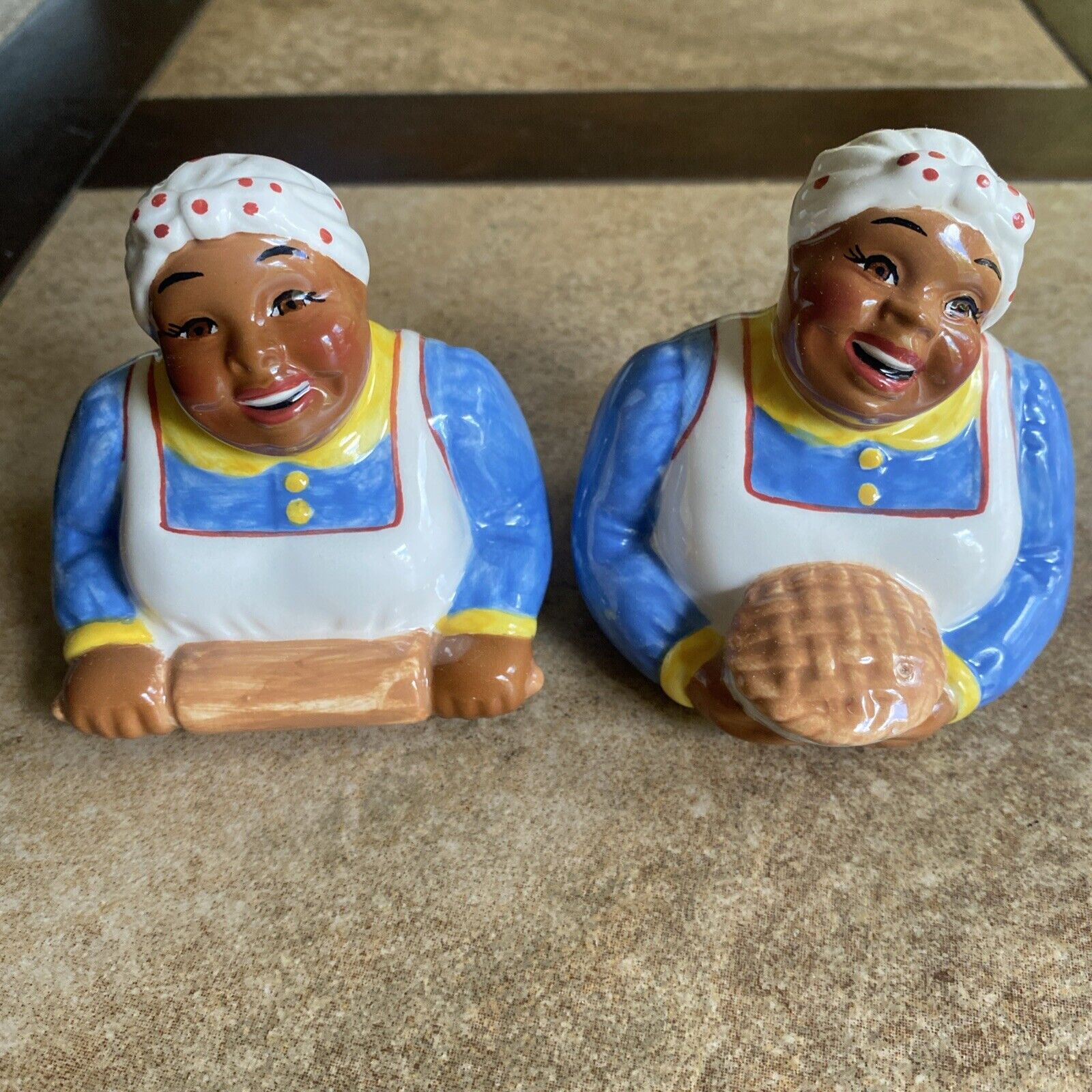 HTF Clay Art Bakers 1990s Salt and Pepper Shakers Set