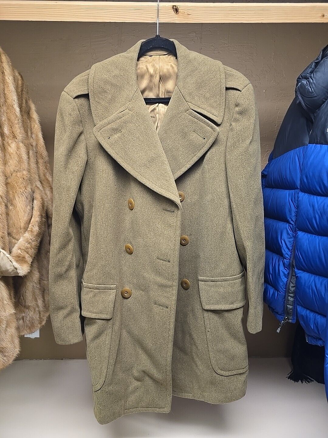 US WW2 Regulation Army Officer's Wool Doeskin Short Overcoat, Beautiful 1942