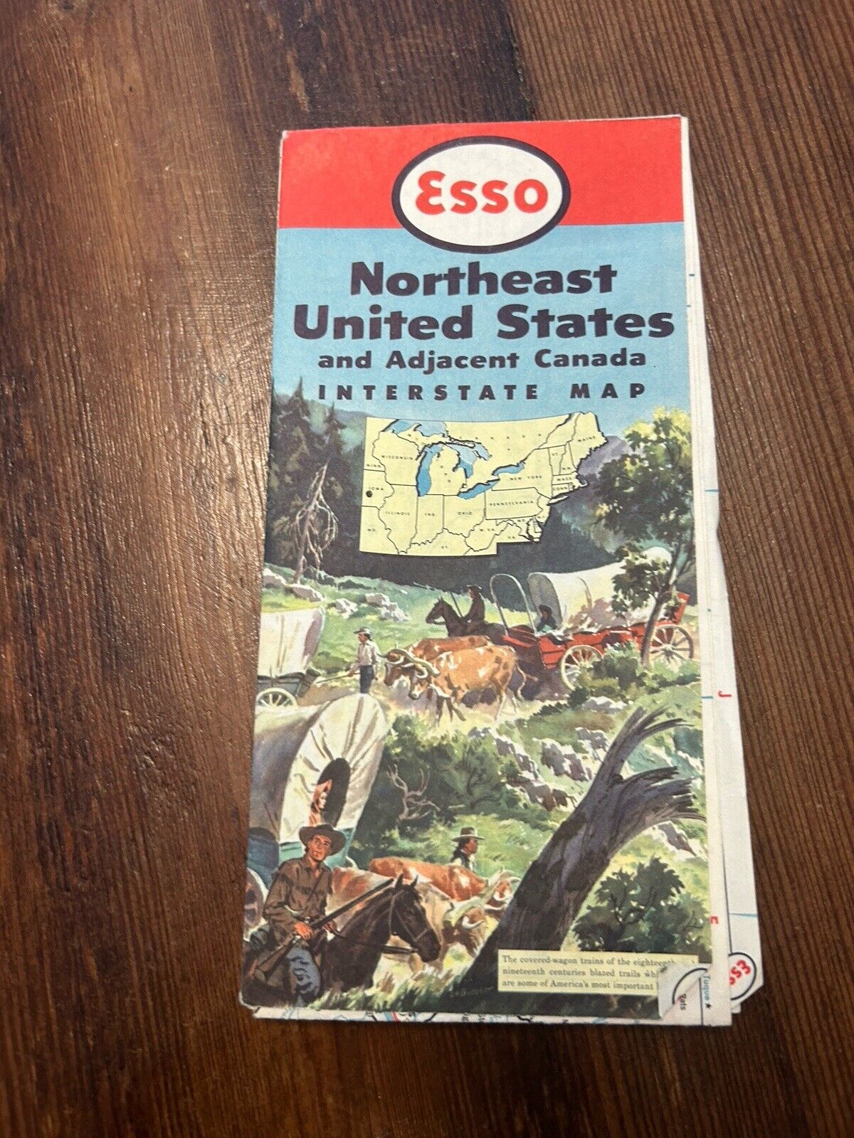 1952 Esso Northeast US  And Canada Vintage Road Map  Good Graphics