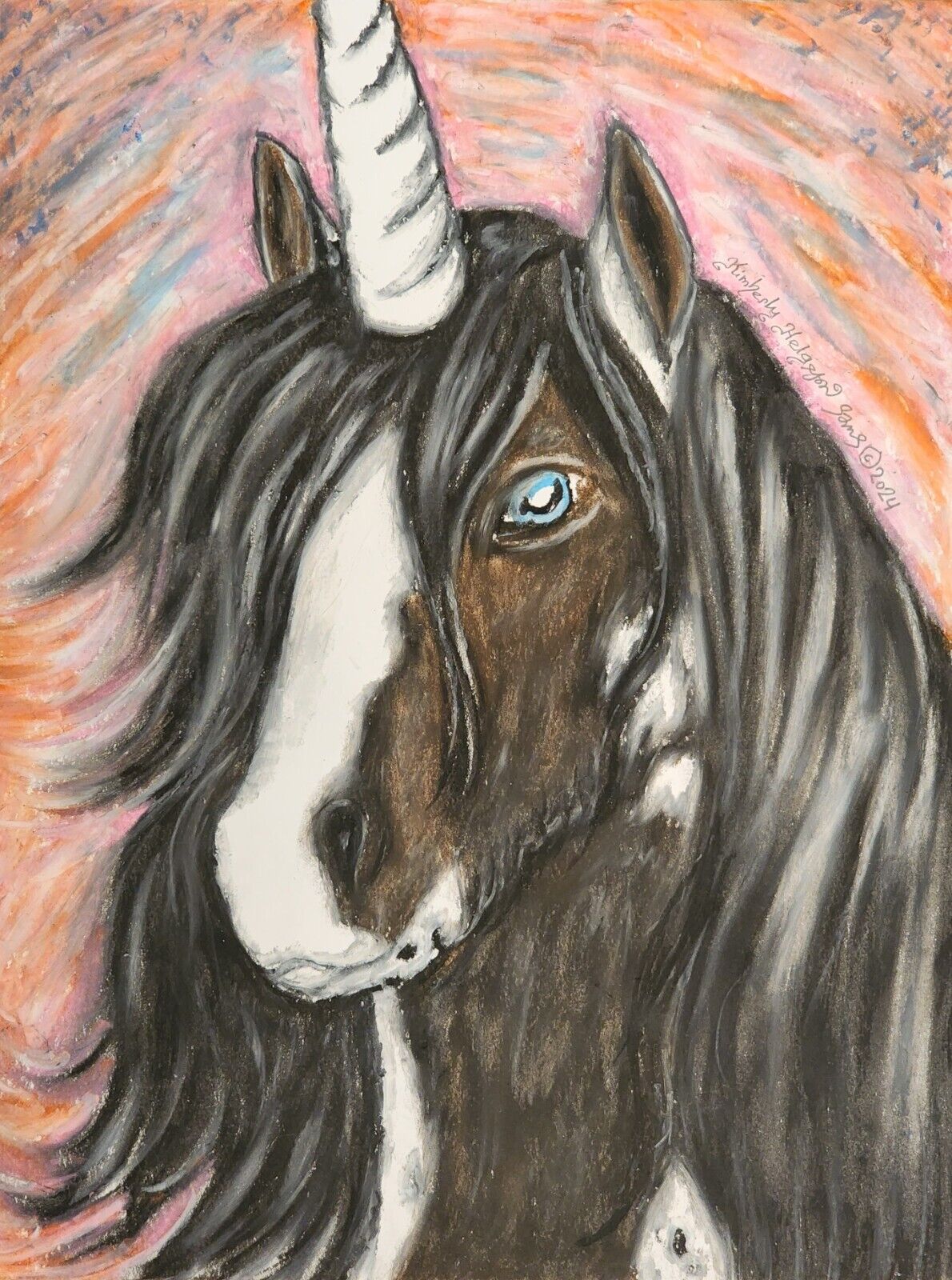 GYPSY VANNER UNICORN art Print 11x14 Signed by Artist KSams Fantasy Horse