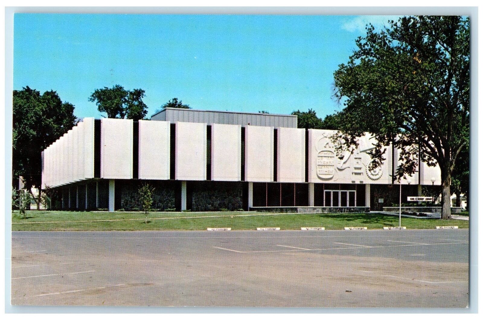 c1950 Karl E. Mundt Library Building Parking Space Madison South Dakota Postcard