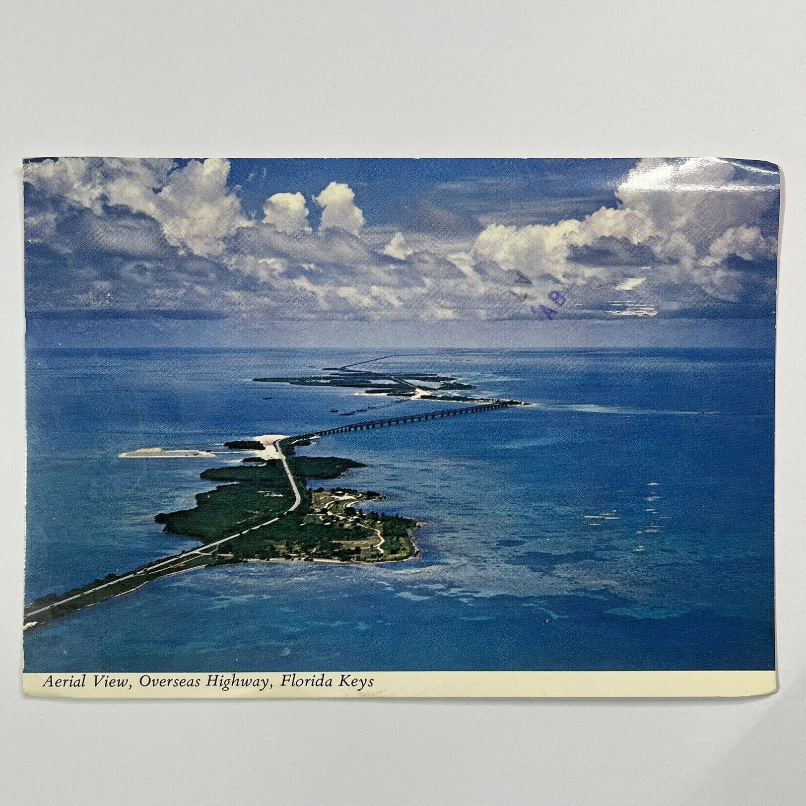 1976 Florida Keys Vintage Postcard 1776 Stamp Overseas Highway Aerial View ⭐️