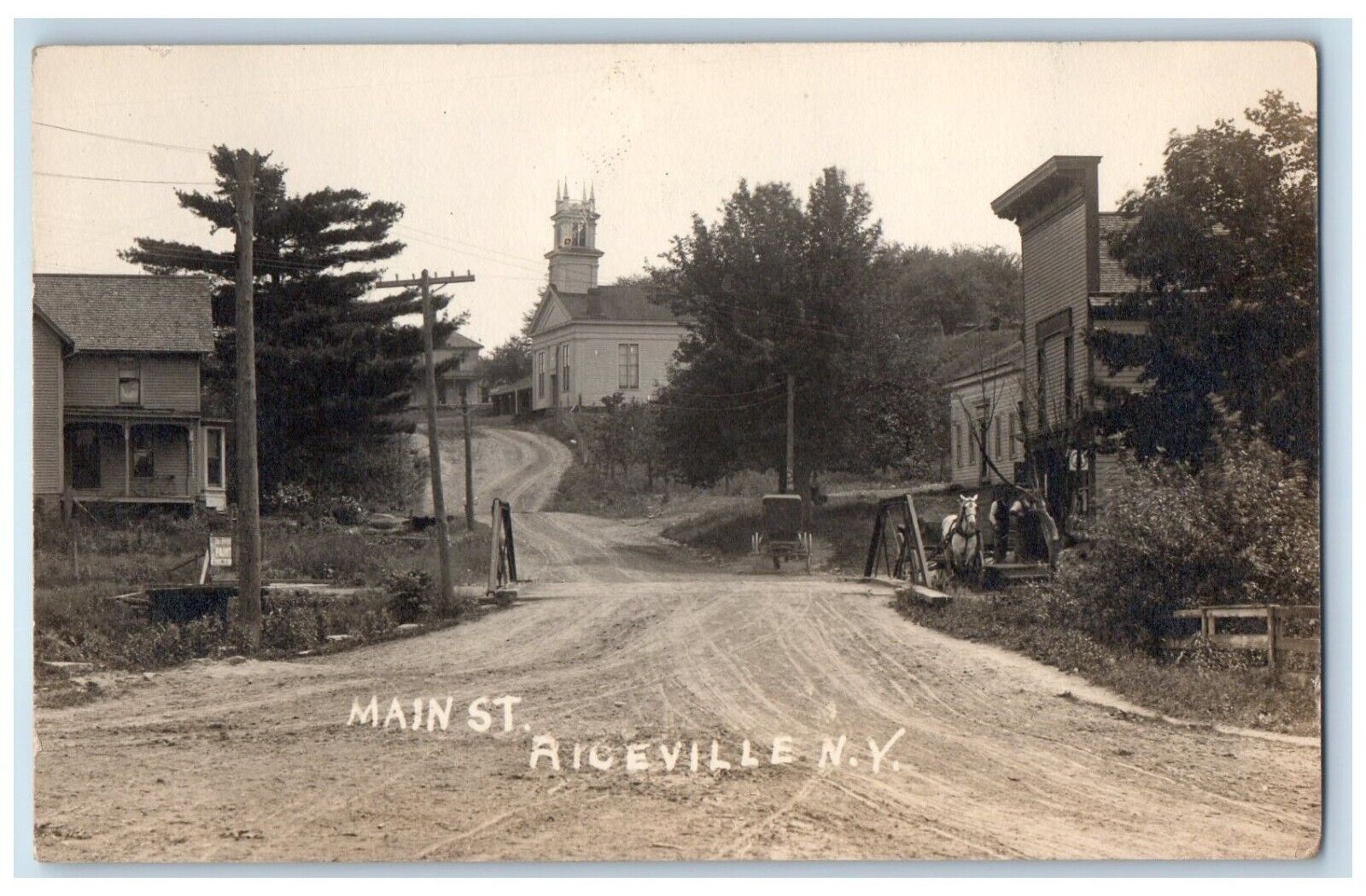 c1910's Main Street View Riceville New York NY, Cattaraugus RPPC Photo Postcard