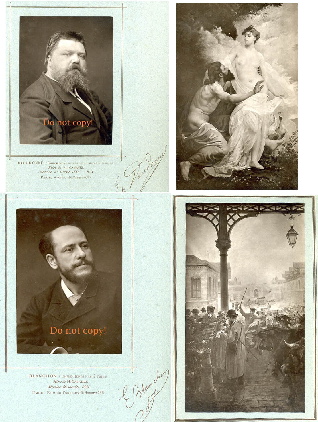 Antique 1883 artistic albumen photo set 15 artist w artwork France