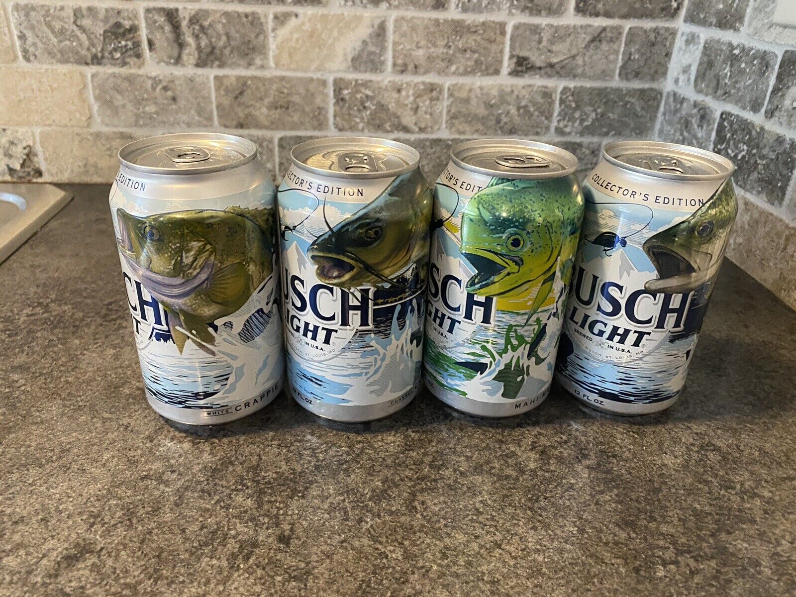 ALL ‘24Busch Light Fishing Cans Spotted Bass, White Crappie, Catfish & Mahi Mahi