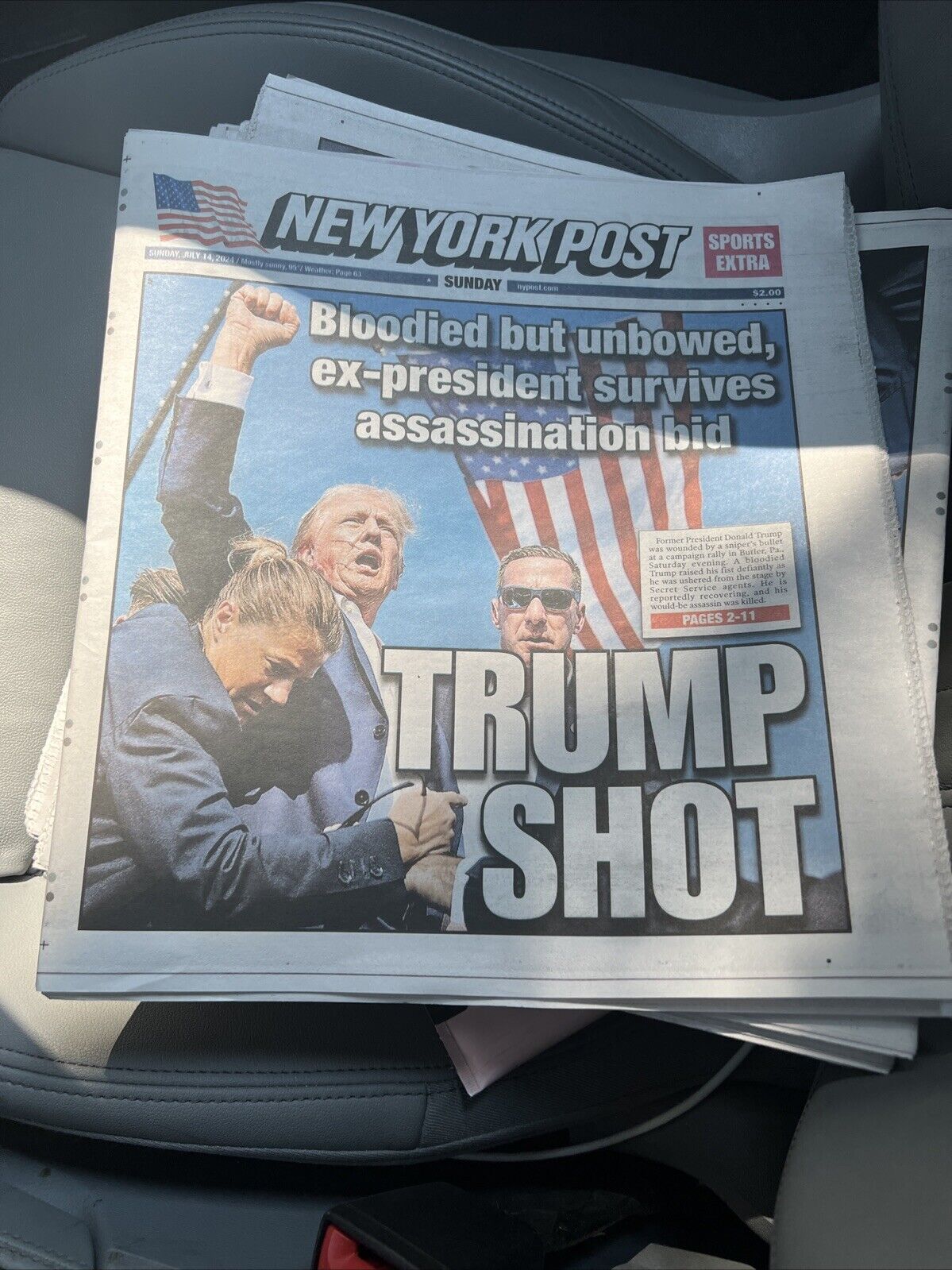 ⭐️SHIPS TODAY Donald Trump Shot Headlines New York Post Newspaper NY post