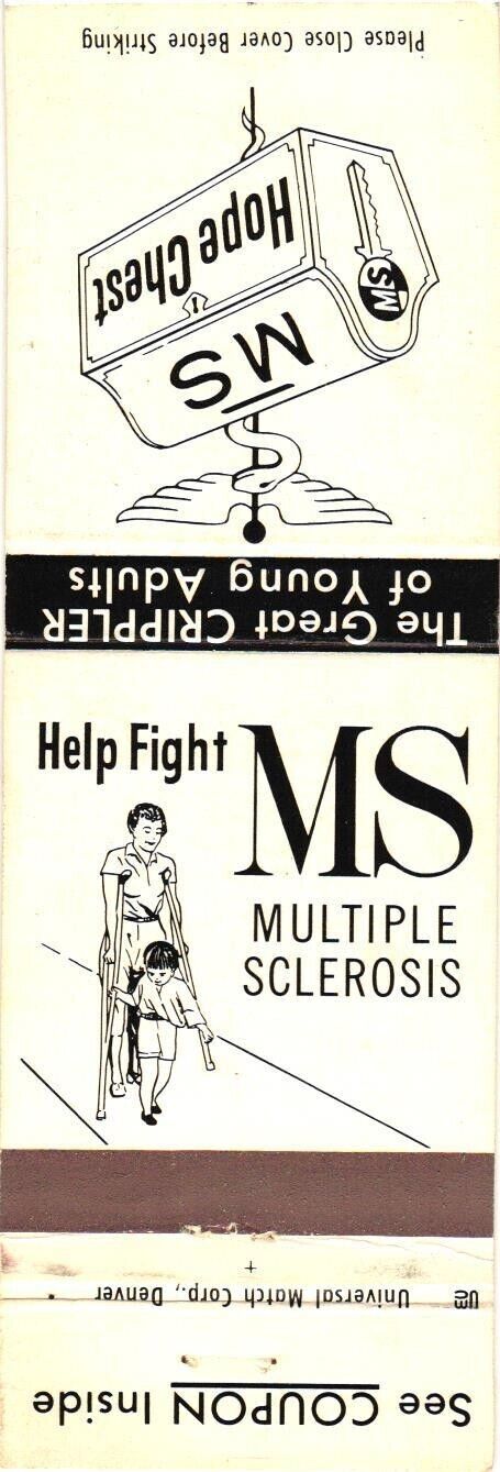 Help Fight MS Multiple Sclerosis MS Hope ChestVintage Matchbook Cover