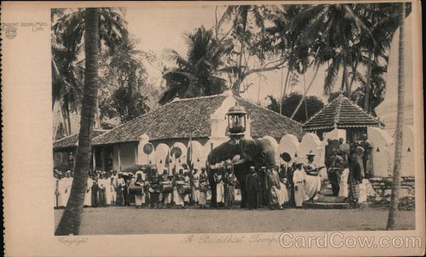Sri Lanka A buddhist Temple Orient Royal Mail Line Postcard Vintage Post Card