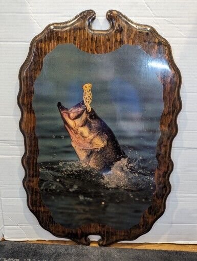 Vintage Handmade Wooden Lacquered Hangable Fish Picture See Pics For Measurement