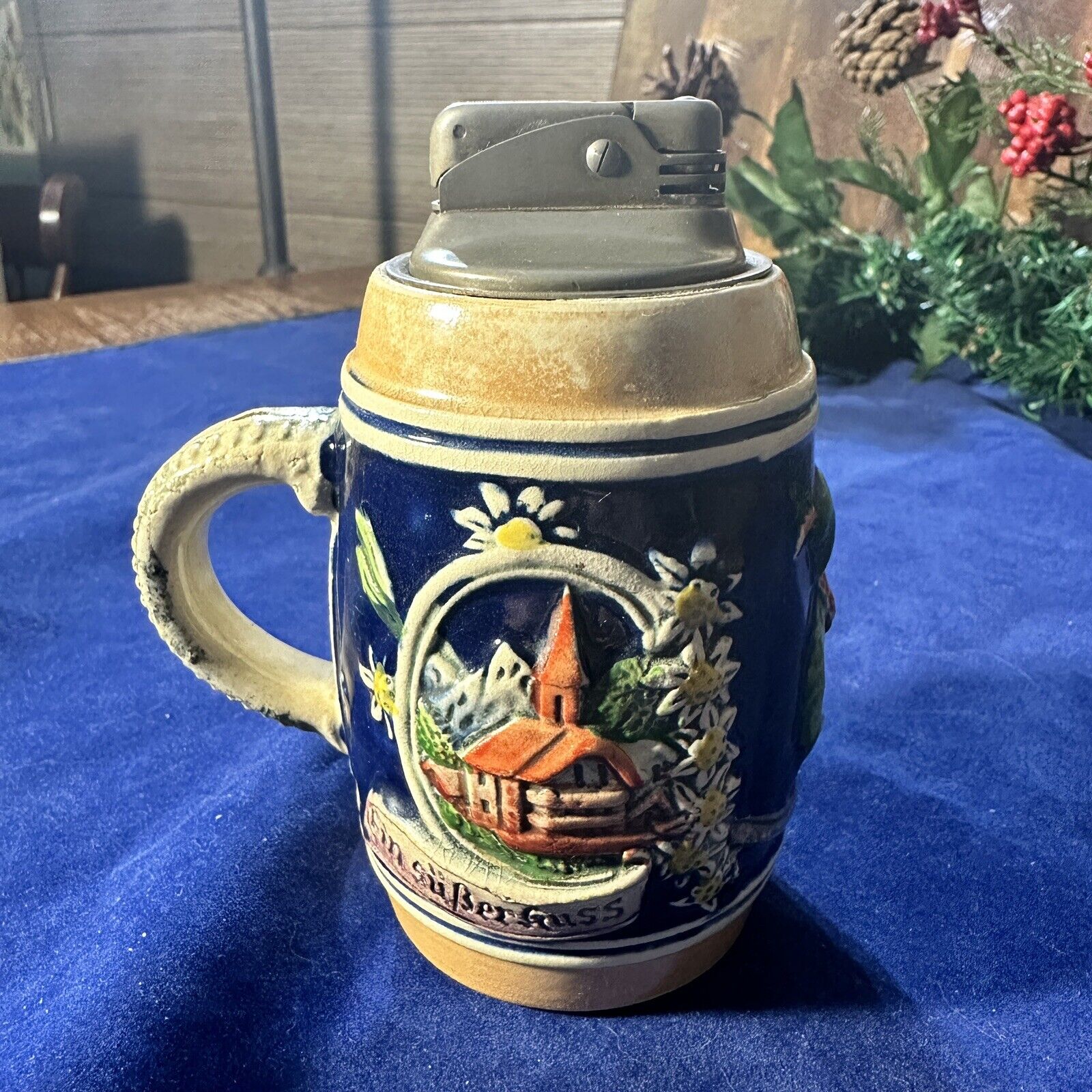Rare 1950’s Vintage Gertz W. Germany Beer Stein Table Lighter Untested #3696