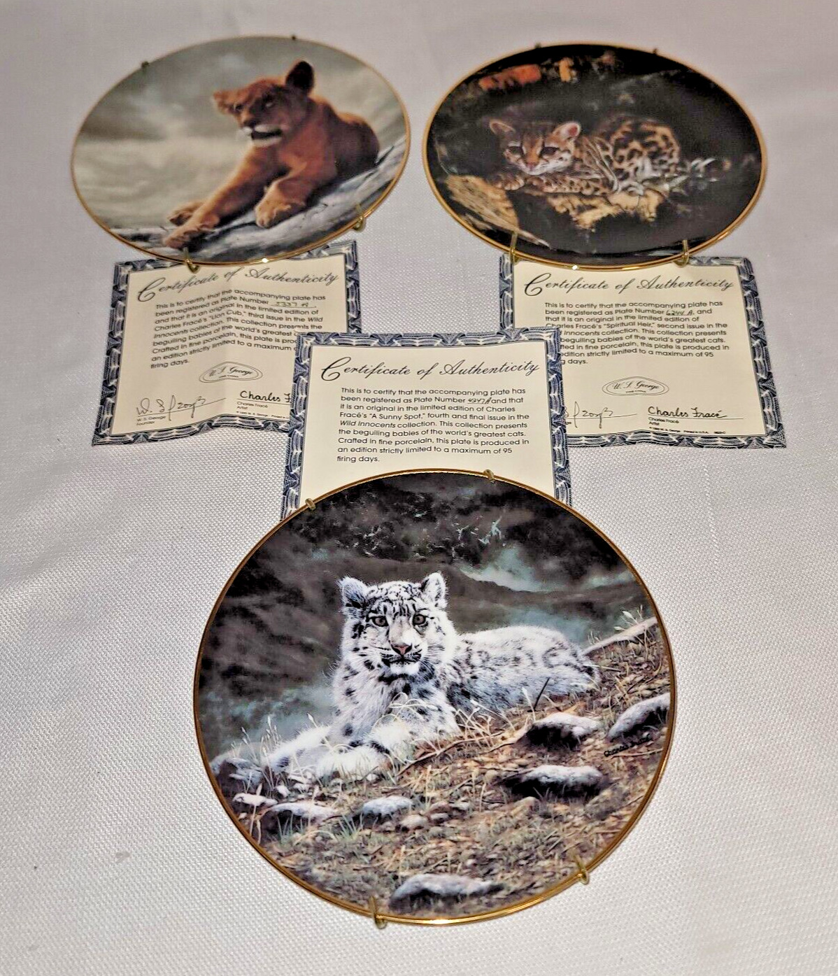 Lot of 3 Wild Innocents Charles Frace Porcelain Collectable  Plates A Sunny Spot