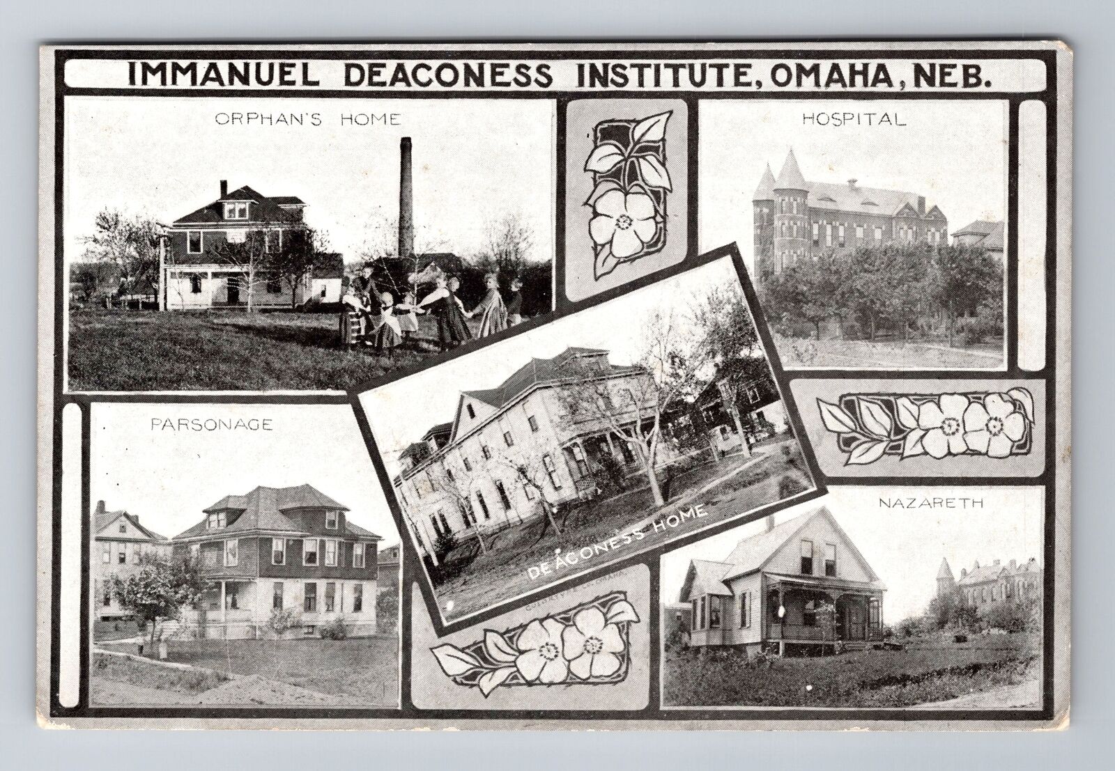 Omaha NE-Nebraska, Immanuel Deaconess Institute, Antique Vintage Postcard