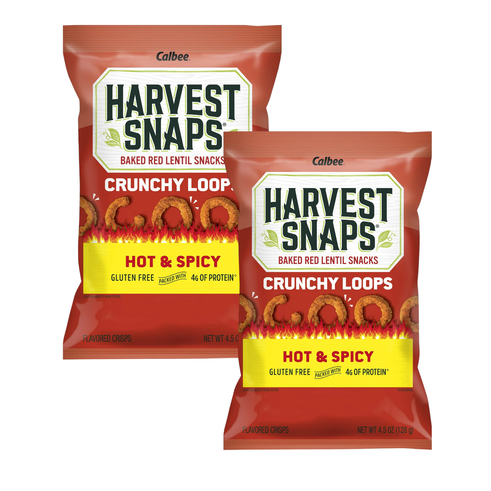 Harvest Snaps Crunchy Loops Baked Red Lentil HOT & SPICY Snacks 2.5Oz  MAR 2024