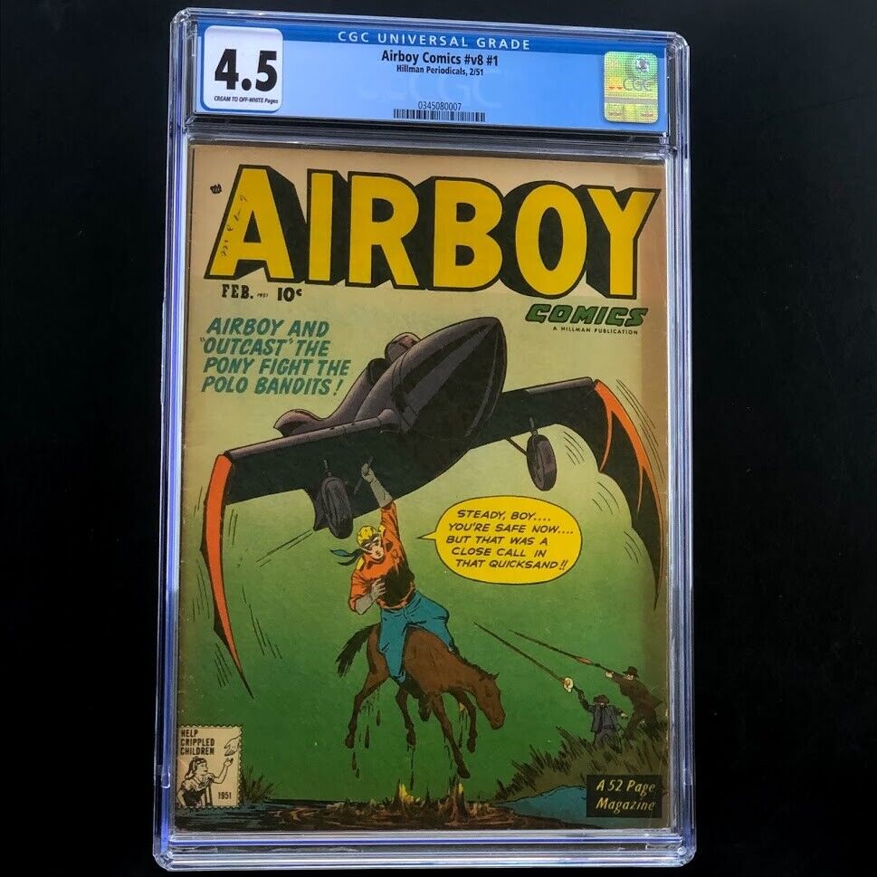 Airboy Comics V8 #1 (Hillman 1951) 💥 CGC 4.5 💥 ONLY 3 in CENSUS Comic