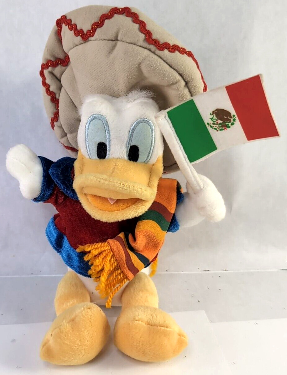 Disney Mexico Donald Duck Amigo Plush Beanie Epcot - 10 Inch