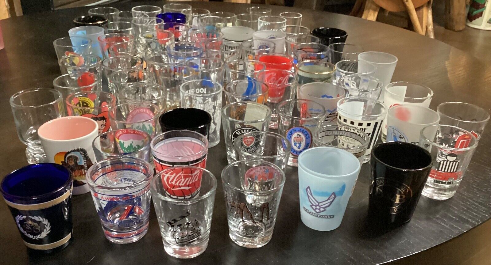 Lot of 24 Souvenir Shot Glasses Cities Tourist Attractions ~ Picked at random