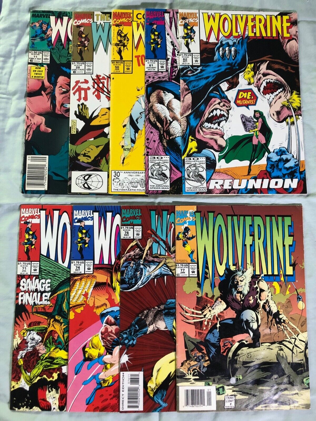 Wolverine # 11 28 50 61 62 71 74 76 77 (1989 1991 1993 ) *Lot of 9* VF/NM
