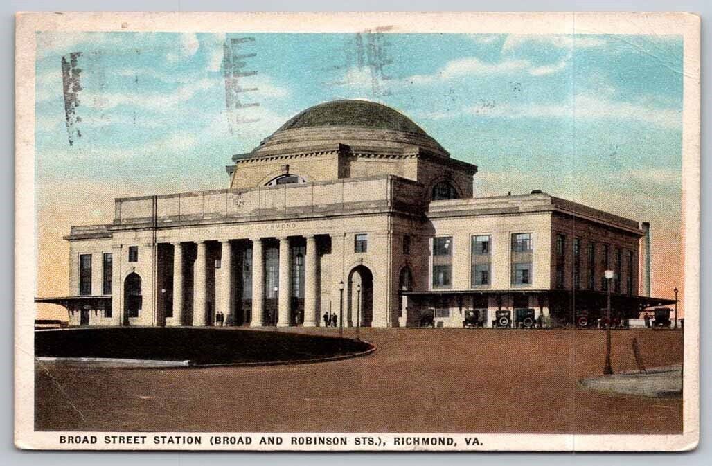 Broad Street Train Station Richmond VA Virginia 1921 Postcard