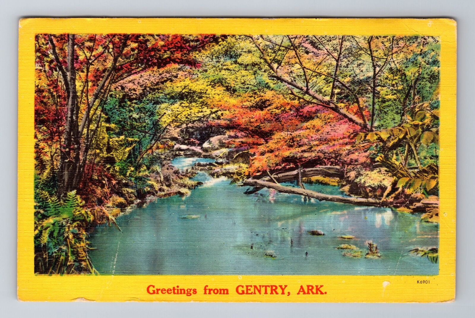 Gentry AR-Arkansas, General Greetings Creek And Autumn Leaves, Vintage Postcard