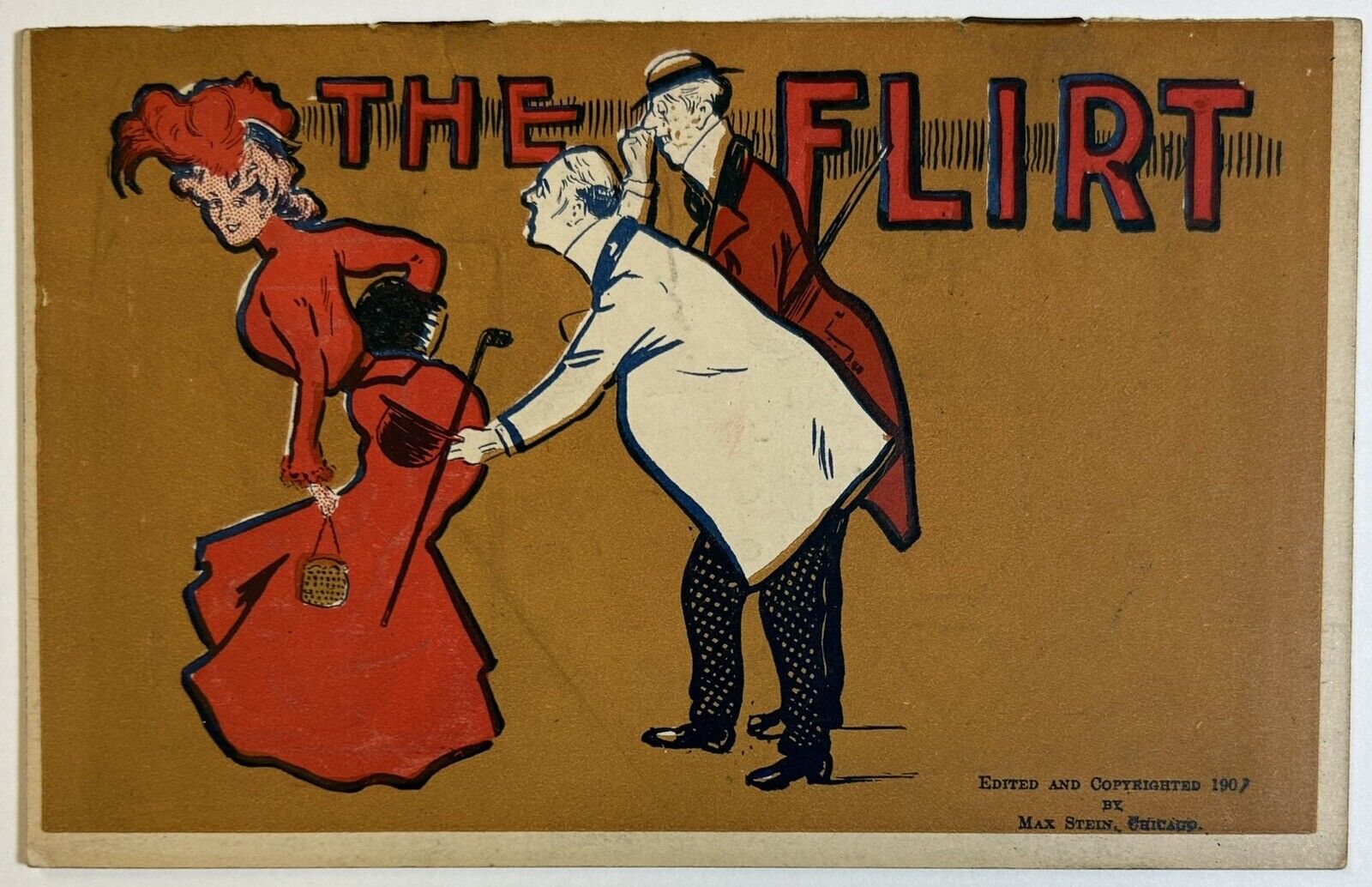 The Flirt Antique Max Stein Postcard Folder, 1907 Chicago