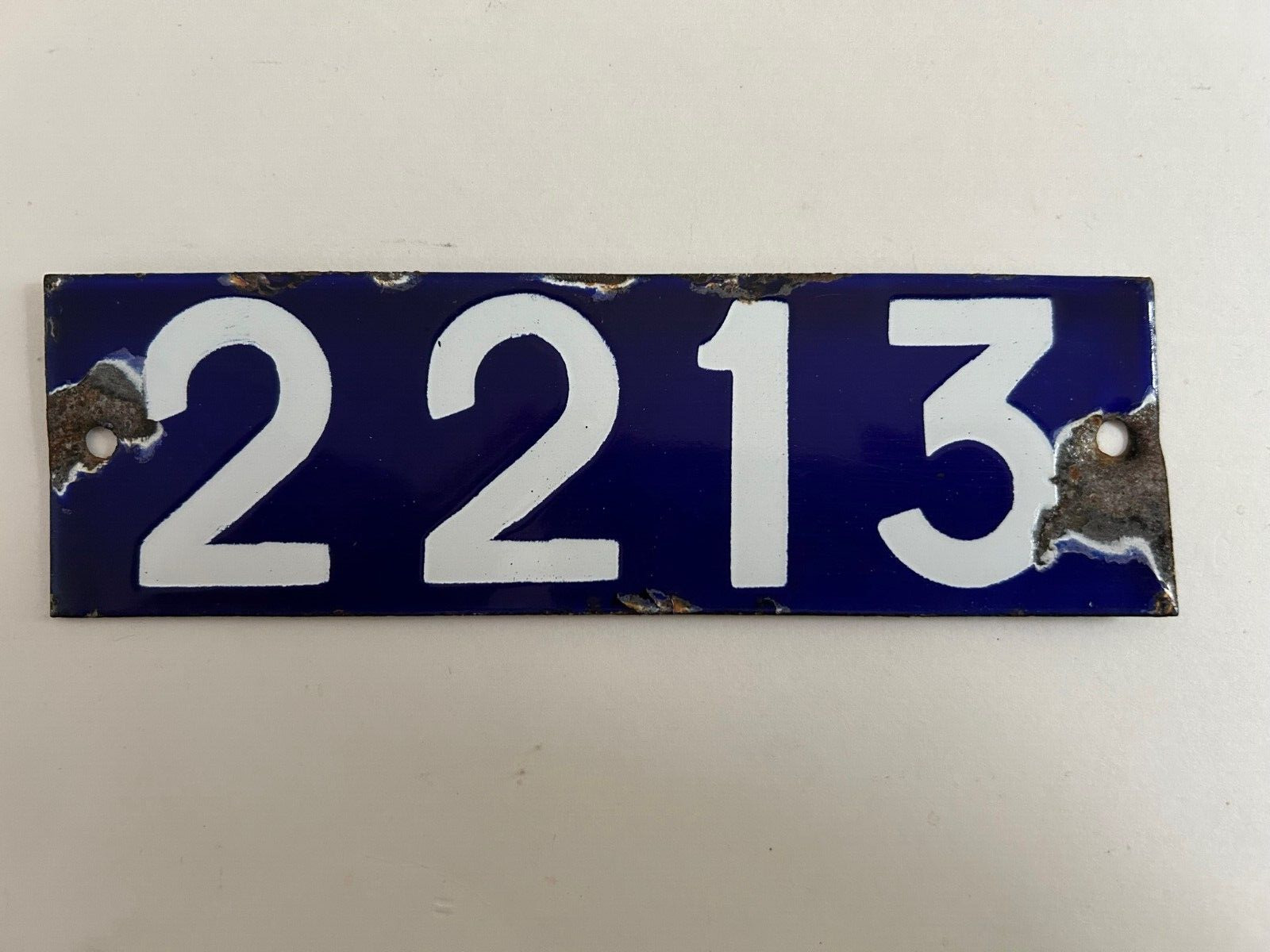 1910s 1920s Small Porcelain Number Sign (License Plate?)  #2213 Made in Burma