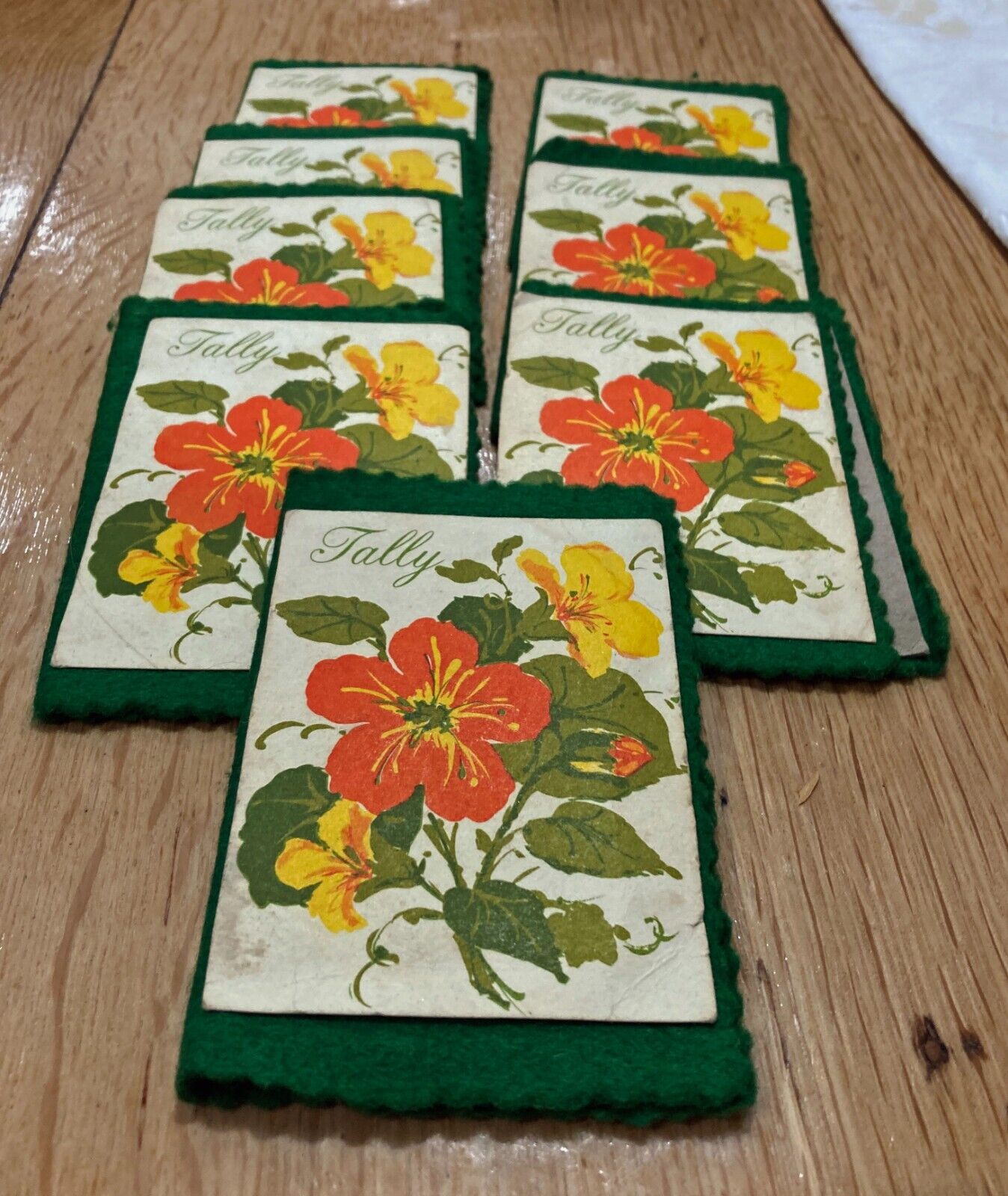 Vintage Bridge Player's Tally Cards Handmade Set of  Felt Covers