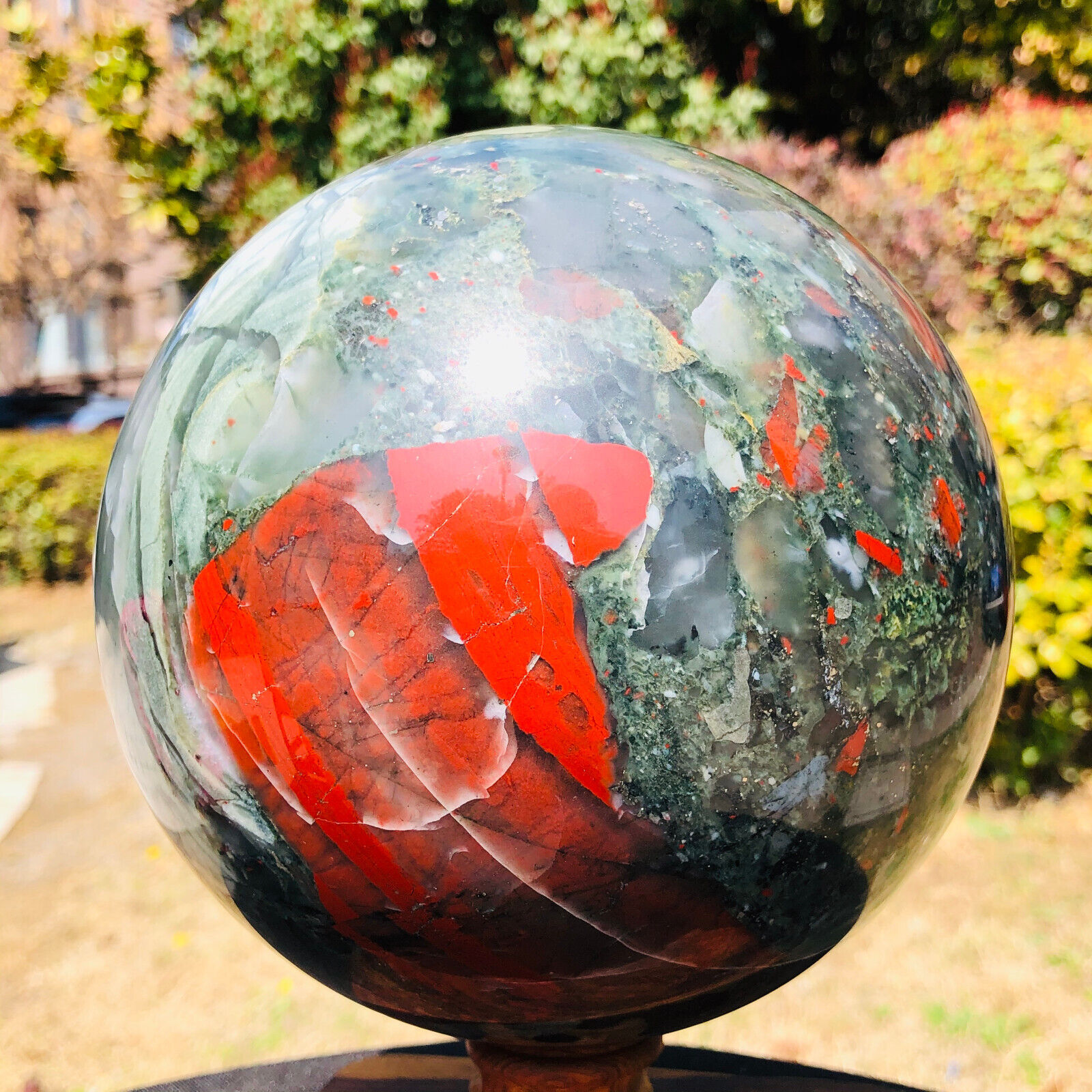 10.93LB Natural African blood stone sphere Quartz polished ball reiki decor gift