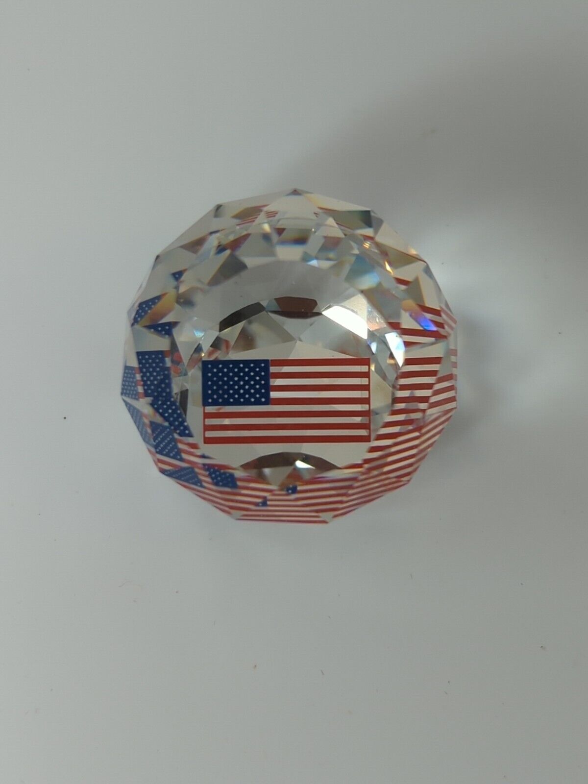Swarovski Crystal 40mm American Flag Paperweight #285777 Retired 🇺🇸 SC35